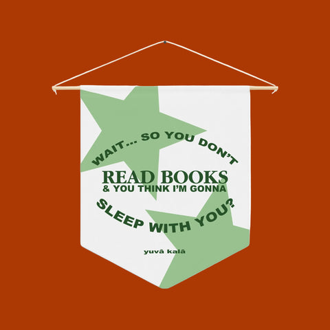 "you don't read books?" banner