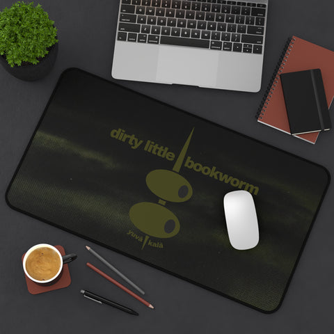 "dirty little bookworm" desk mat