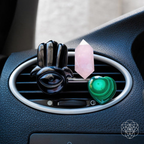 Hamsa Hand of Safe Travels: Aromatherapy Crystal Car Kit