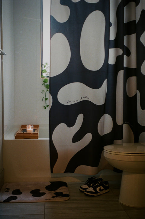 "spilled coffee" shower curtain (2021)
