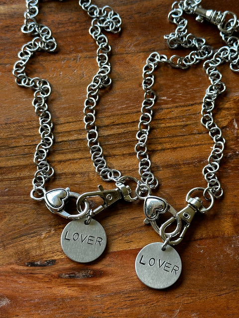 “lover” stamped necklace