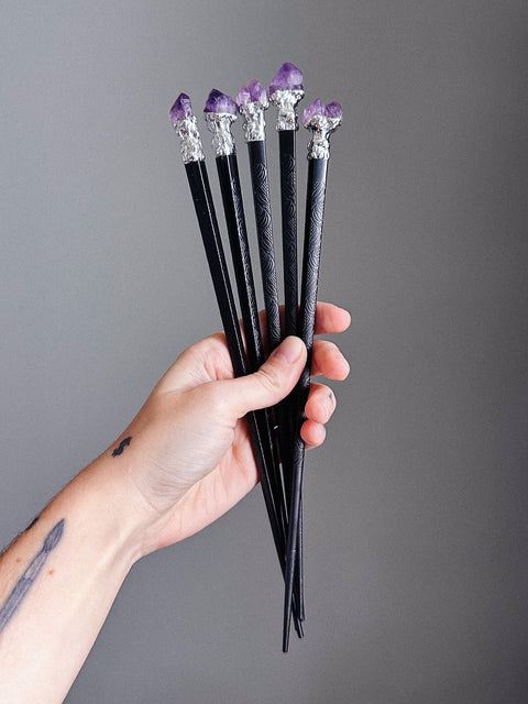 "engraved" amethyst hairstick