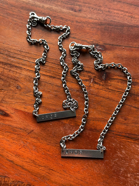 “amor” stamped necklace