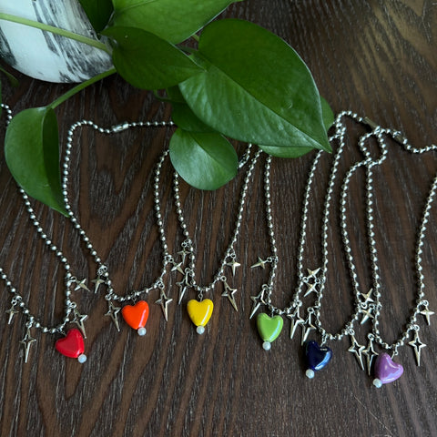 pride heart necklaces!!