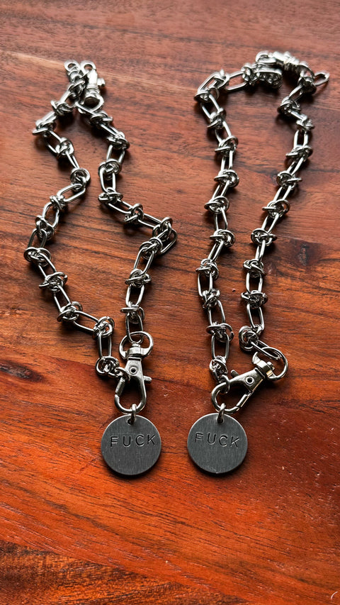 “fuck” stamped necklace