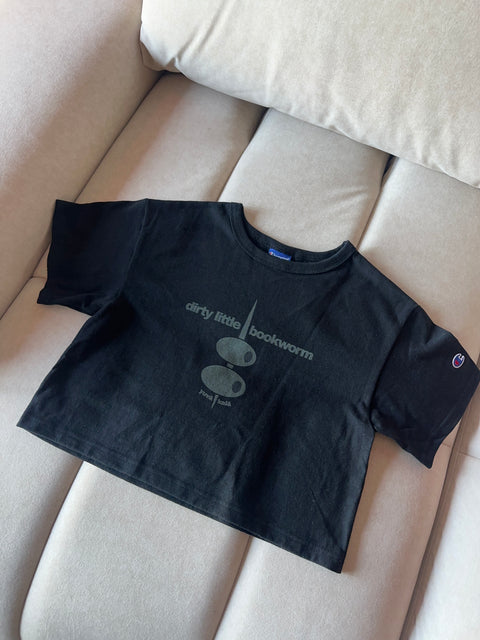 dirty little bookworm- champion cropped tee