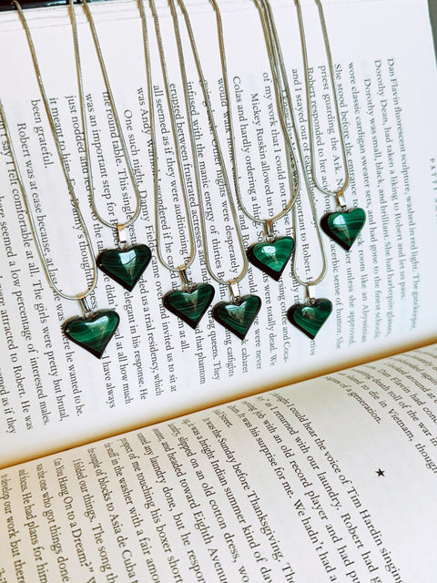 malachite heart necklaces