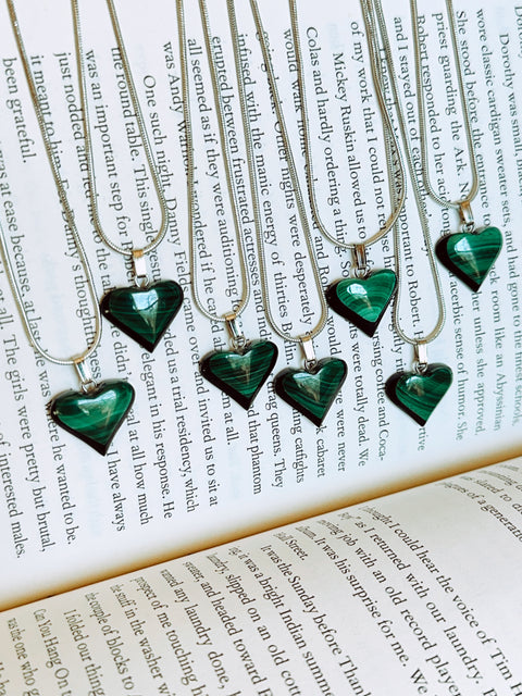 malachite heart necklaces