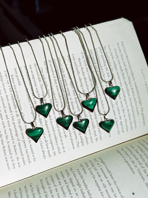 malachite heart necklaces