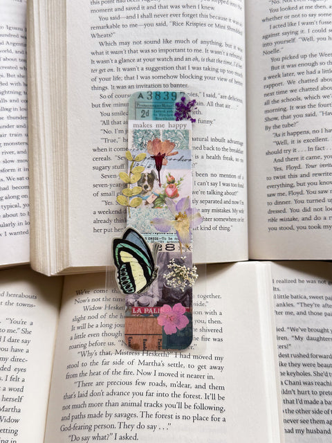 "makes me happy" - collage bookmark