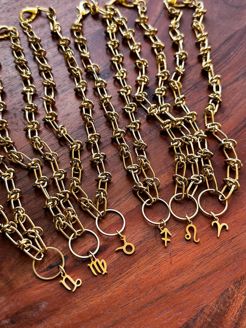 golden (EARTH&FIRE) zodiac necklace