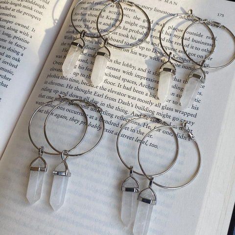 clear quartz hoop earrings
